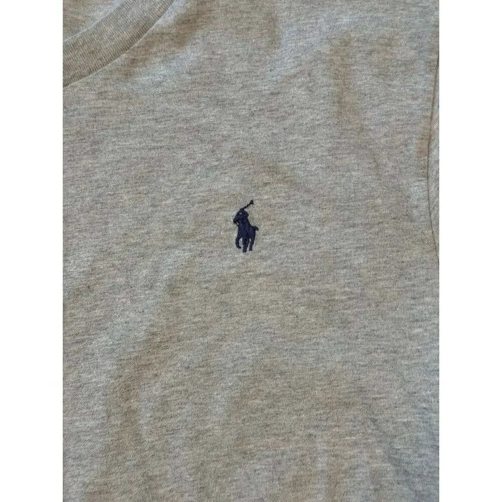 Polo Ralph Lauren Boys L 14-16 Gray V Neck T Shirt Pony Logo Cotton Made India